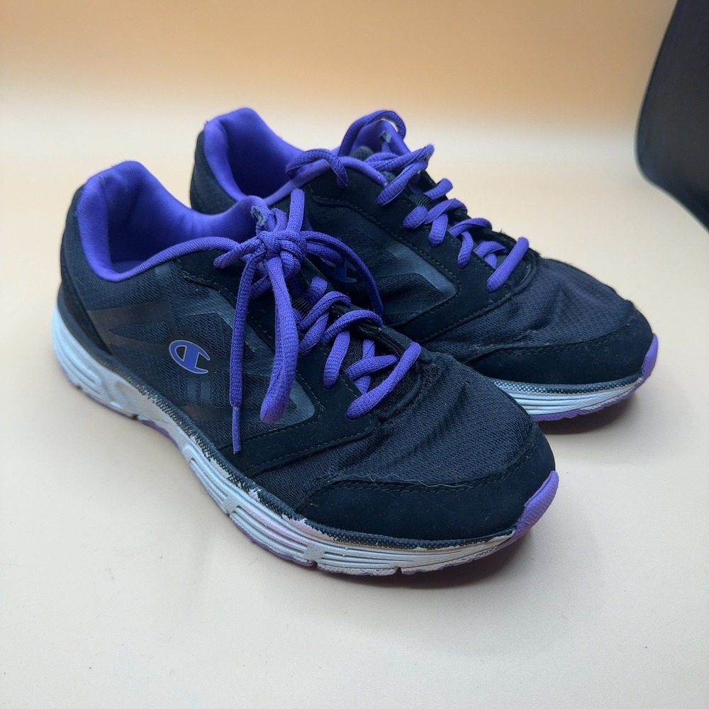 Champion Running Sneakers Black Purple Mesh Athletic Lace-Up Women's Size 7